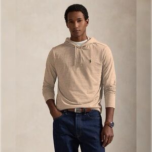 POLO RALPH LAUREN Jersey Hooded Long Sleeve T Shirt –100% Cotton Tee – MEDIUM